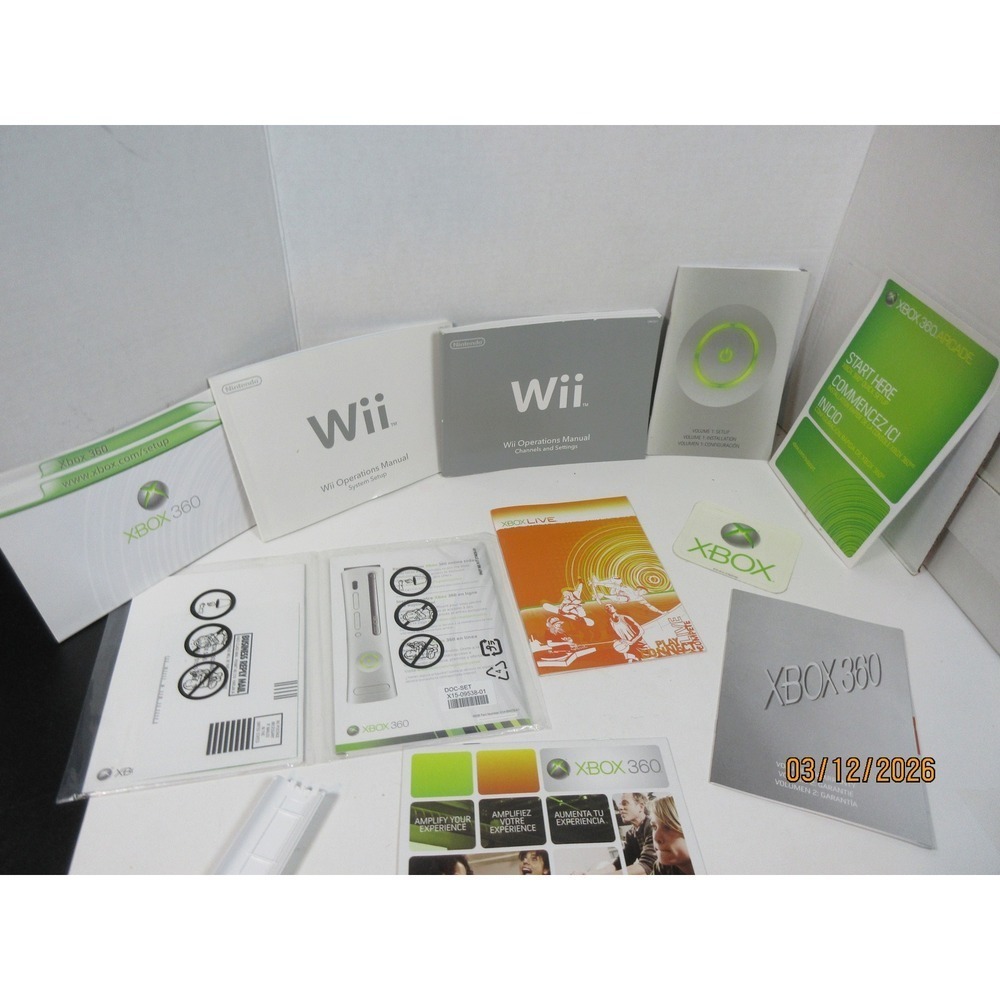 Nintendo Wii and Xbox 360 Operations Manuals Setup Guides Mixed Lot 10 Pieces